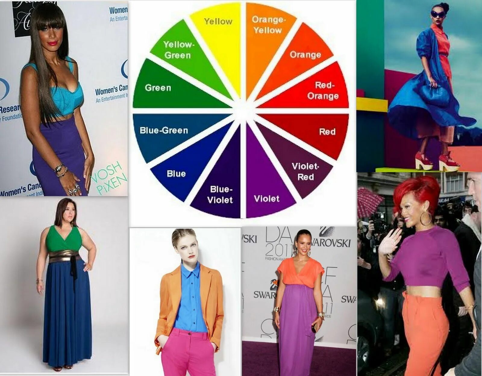 Подобрать цвета одежды по фото Color Wheel + Celebrity Color Blocking Color blocking outfits, Instyle color cra