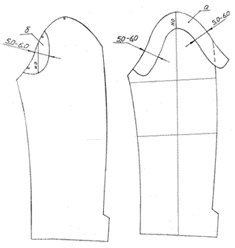 Подокатник рукава выкройка Построение производных лекал деталей клеевой и бортовой прокладки