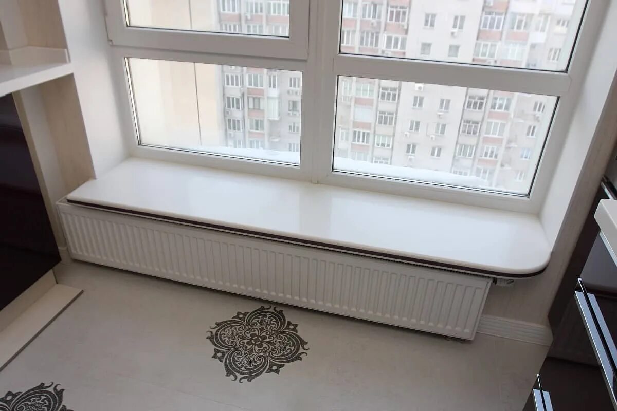 Подоконник в квартире фото Подоконник из искусственного камня Hi-Macs - купить по цене 16700 руб. в Голицын