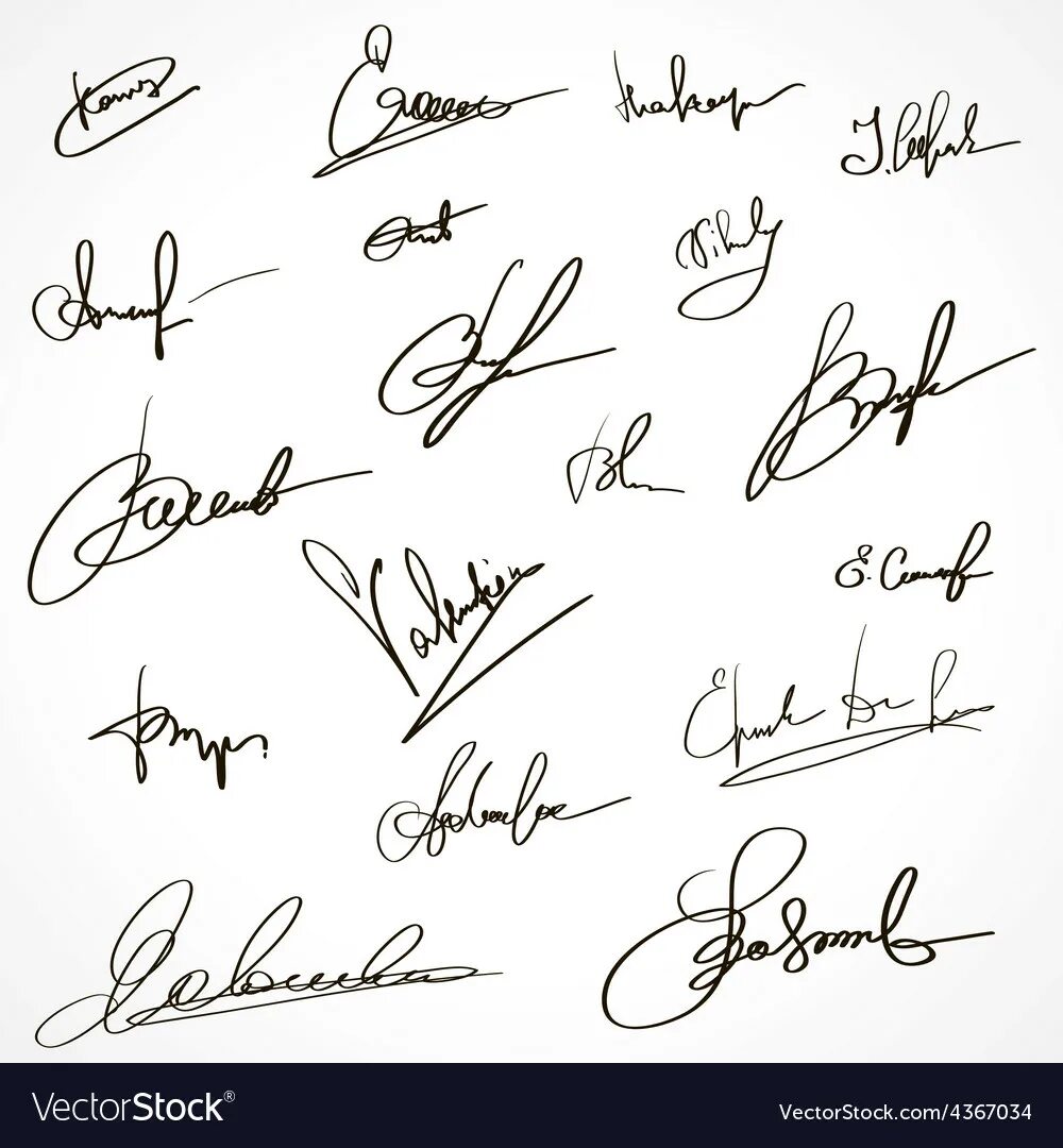 Подпись фото 5 класс Signatures set group of imaginary autograph Vector Image