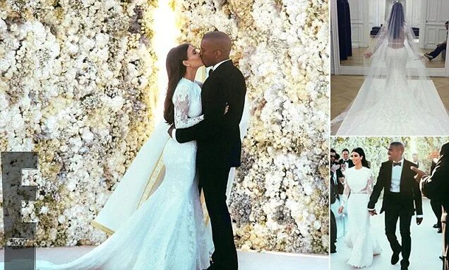 Подпись к фото свадьбы Kim Kardashian and and Kanye West's lavish Italian wedding pictures are revealed