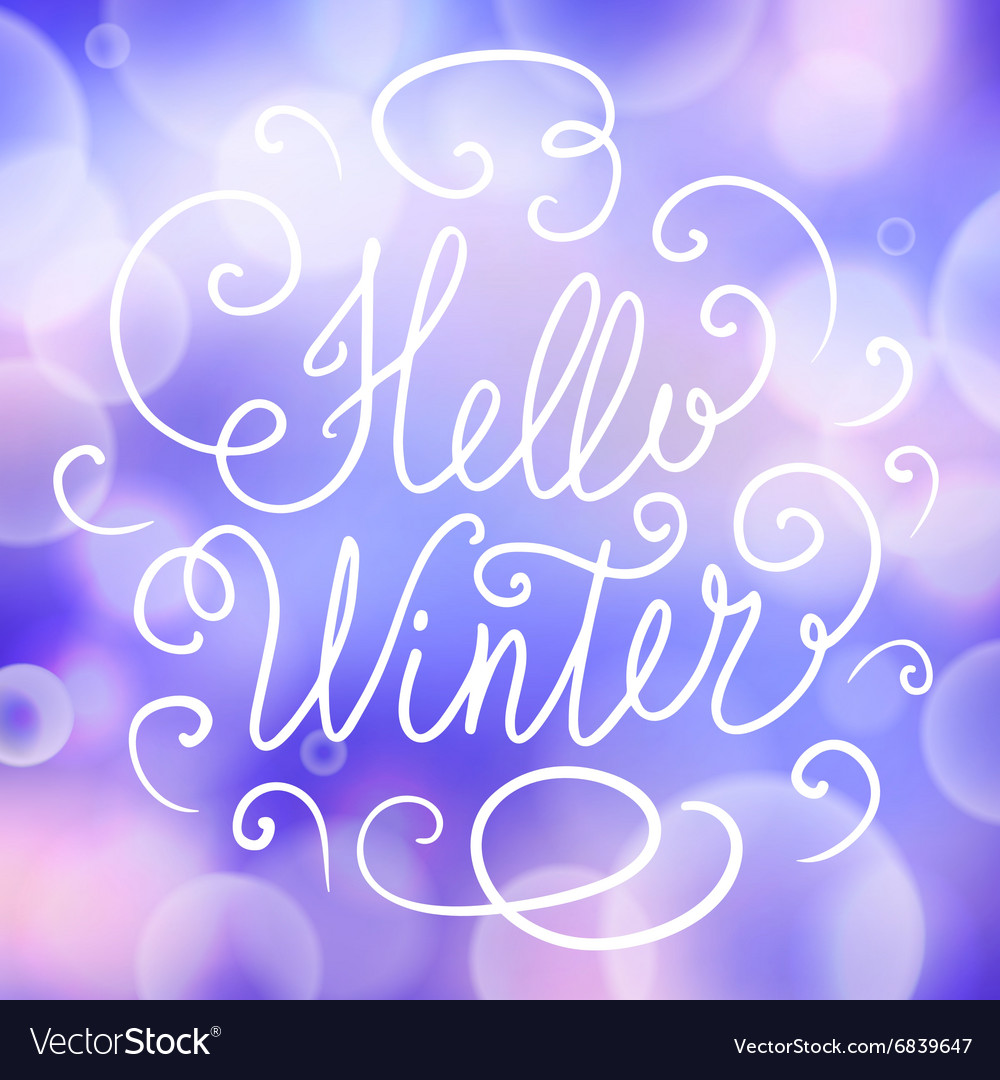 Подпись зимнего фото Hello winter hand lettering on seamless Royalty Free Vector