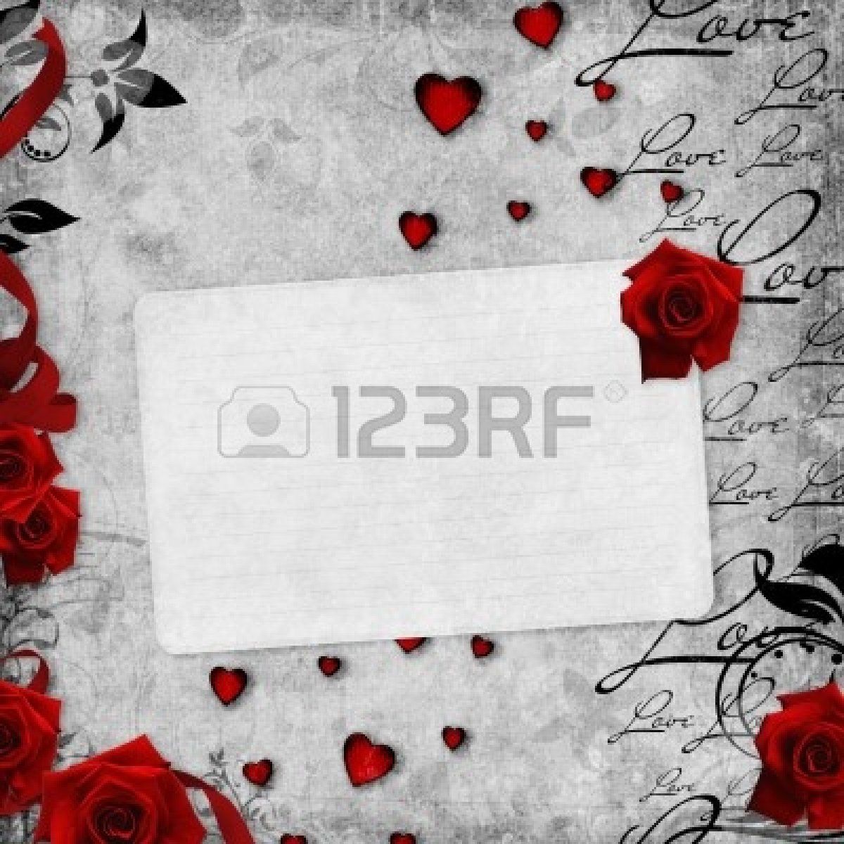 Подписать фото с днем рождения мужа Romantic vintage background with red roses and text love (1 of set) Stock Photo 