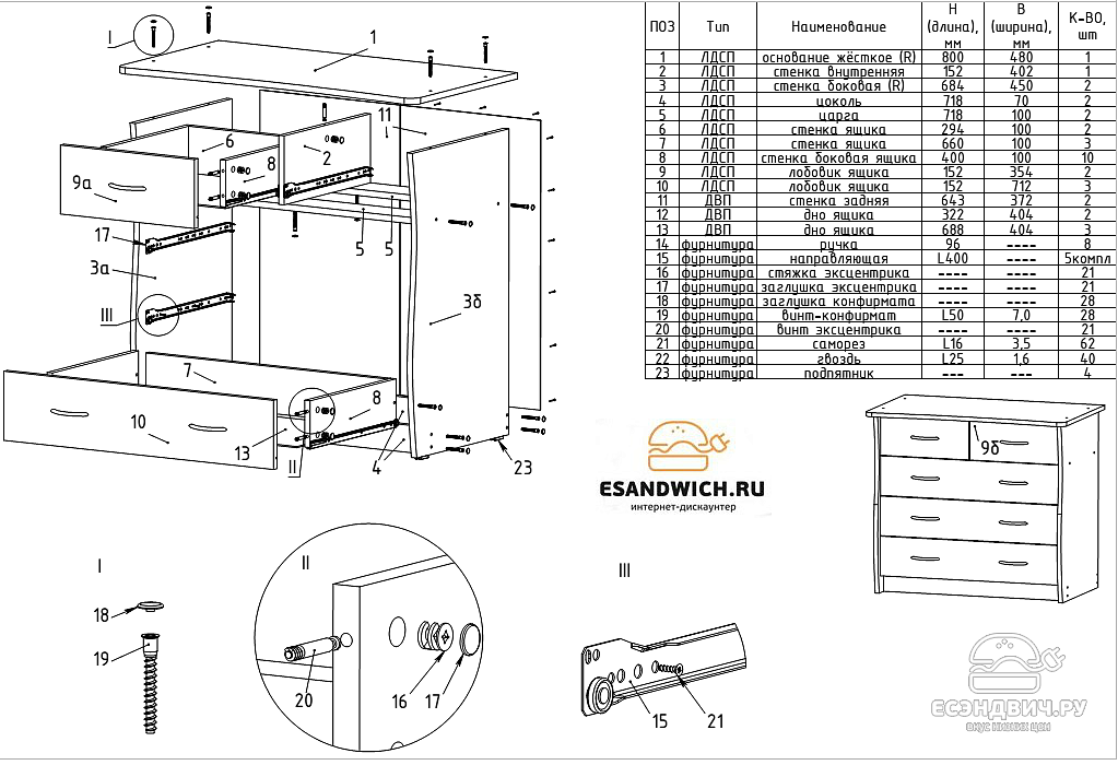 Подробная инструкция по сборке комода мальта плюс Комод compatto "Рики" (Орех) EsandwichKМ-03. Купить Комоды с доставкой. Сеть инт