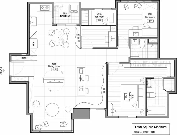 Подробная планировка квартиры Family Home by House Design (19) House floor plans, Floor plan design, Apartment