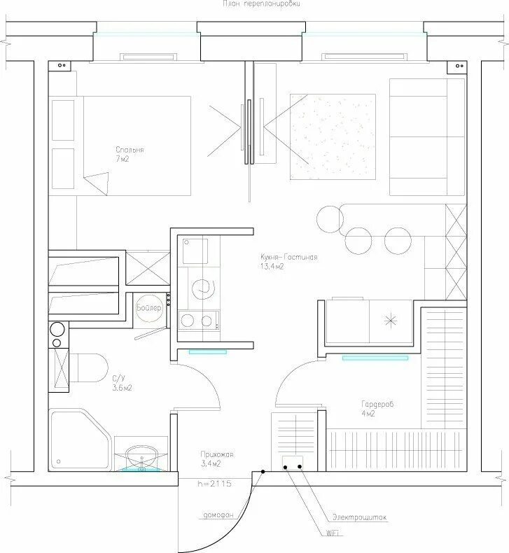 Подробная планировка квартиры Пин на доске Mini home Планы этажей дома, Однокомнатные дома, Планы небольших кв