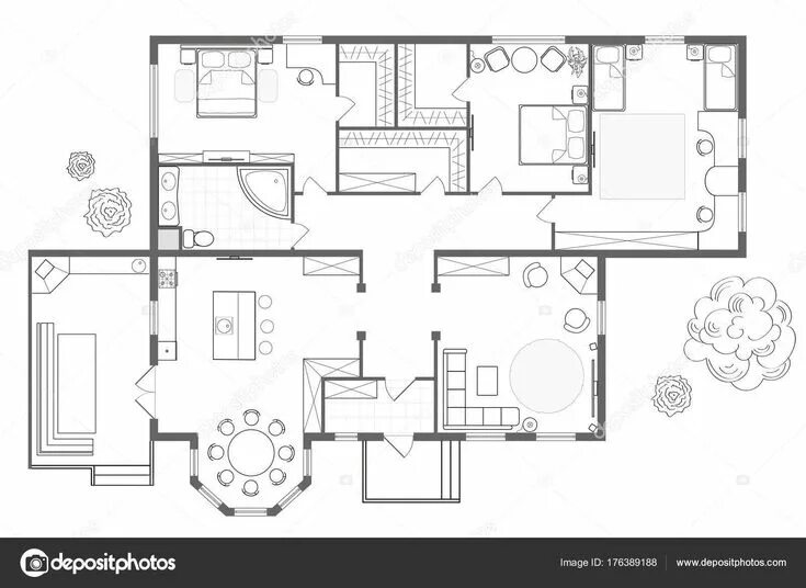 Подробная схема дома Simple Big House Plan trong 2024