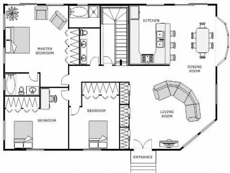 Подробная схема дома Pin by Home Design on Home design House layout plans, Home design floor plans, H