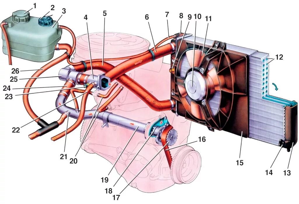 Подробная схема подключения патрубков на ваз 2107 Как промыть систему охлаждения двигателя на ваз 2110