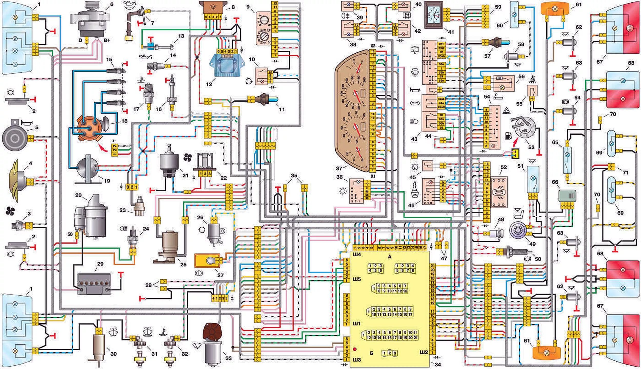 Подробная схема проводки Схема электропроводки ВАЗ 2110 поиск неисправностей Мастер Винтик. Всё своими ру
