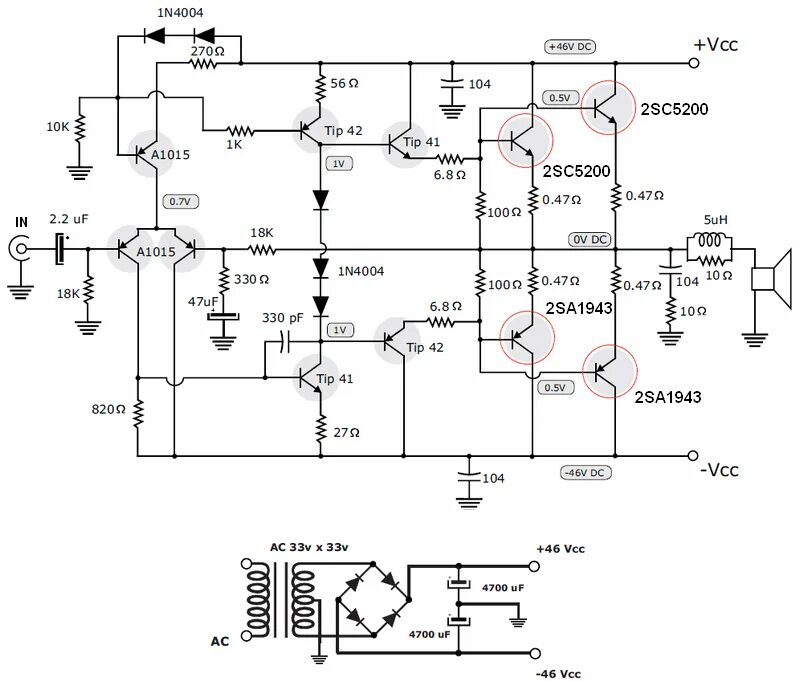 Подробная схема усилителя 200w-transistor-amplifier-circuit-diagram Electronics Projects Audio amplifier, 