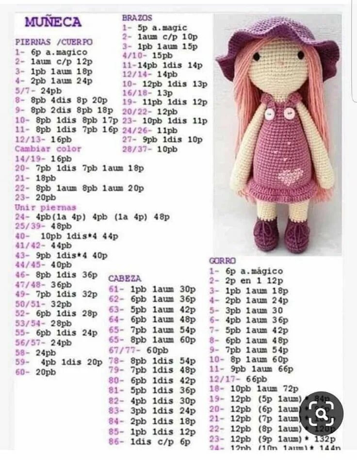 Подробная схема вязания куклы крючком Cute And Lovely Amigurumi Doll Hand Crafts Pattern Ideas Part Amigurumi Doll Pat