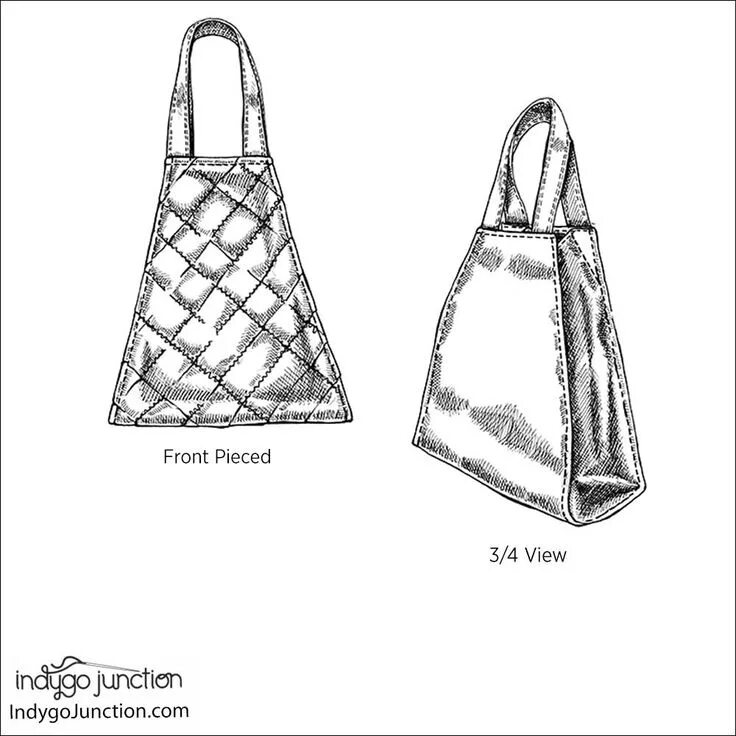 Подробная выкройка стеганой сумки Trapezoid Quilted Tote PDF Pattern Mẫu túi, Ví nữ, Cáp