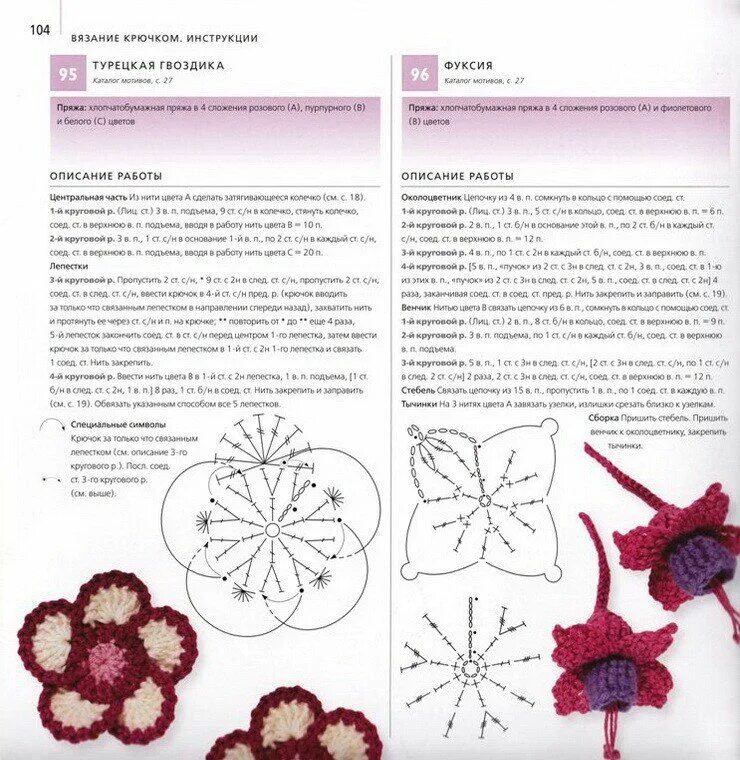 Подробные схемы вязания крючком цветы Вязаный крючком цветок фуксия. Схема: 6 тыс изображений найдено в Яндекс.Картинк