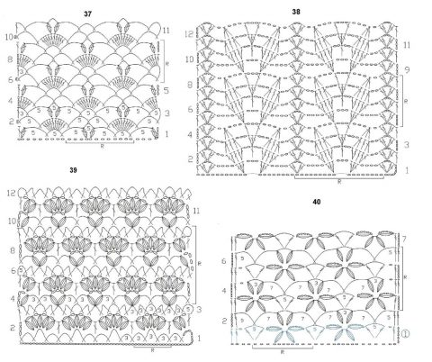 Подробные схемы вязания крючком узоры Схемы узоров с пышными столбиками, связанные крючком Узоры, Вязание крючком, Вяз
