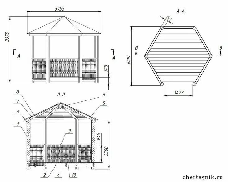 Подробный чертеж беседки Прямоугольная беседка своими руками: чертеж с размерами Architect design house, 