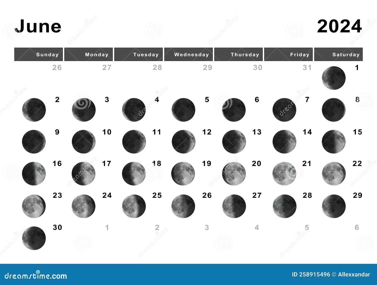 Подробный лунный календарь 2024 June 2024 Lunar Calendar, Moon Cycles Stock Illustration - Illustration of 2024,