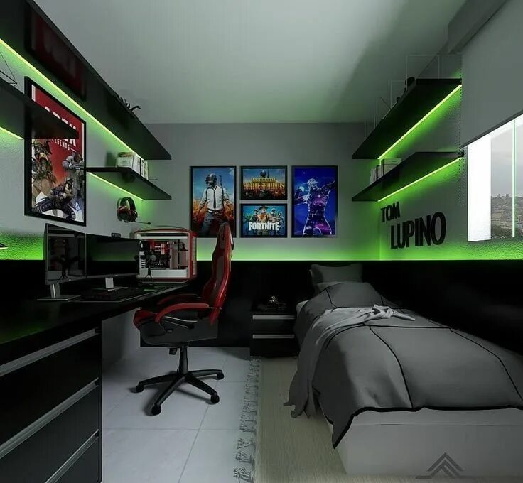 Подростковая комната фото Pin on Products ideas Small game rooms, Computer gaming room, Video game room de