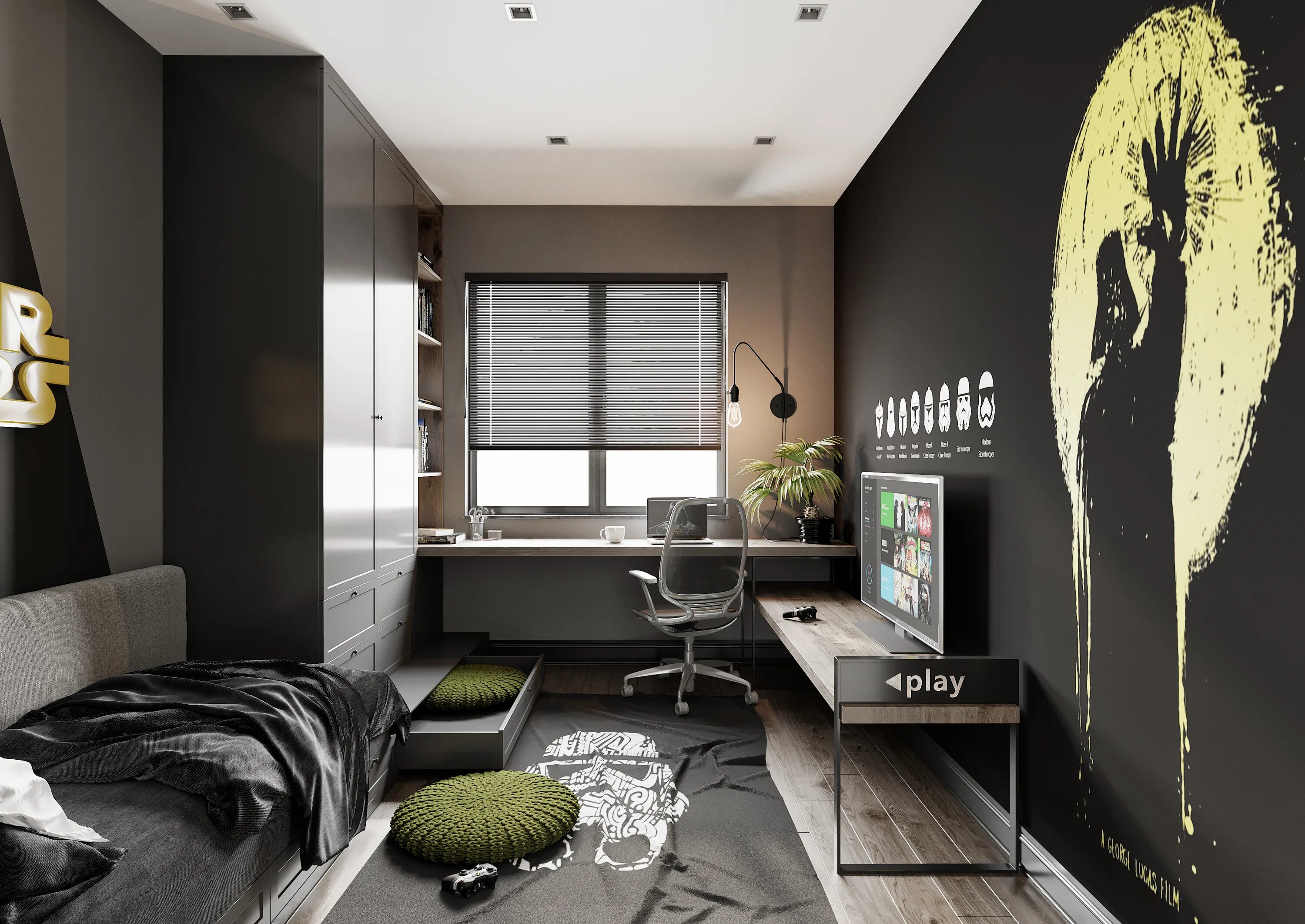 Подростковая комната современный дизайн Star Wars - Young Room Design :: Behance