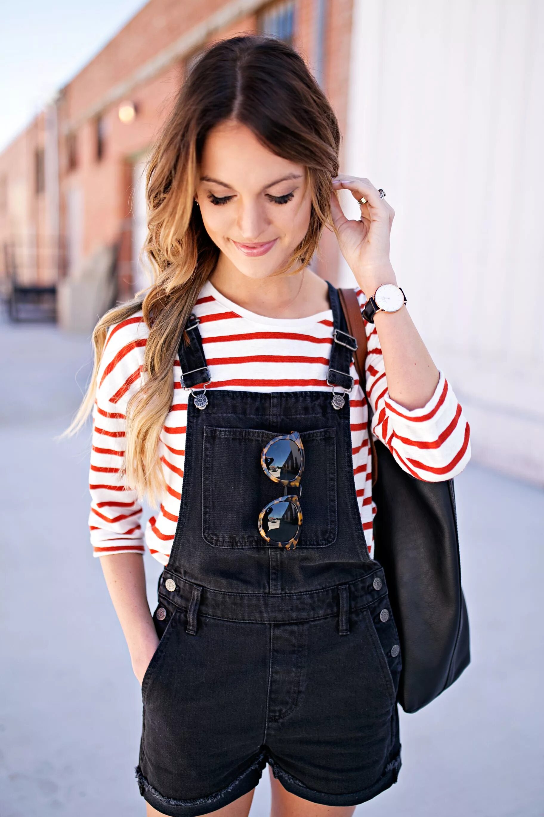 Подростковая женская мода stripes and denim overalls - Lauren Kay Sims Outfit inspirations, Trendy overall