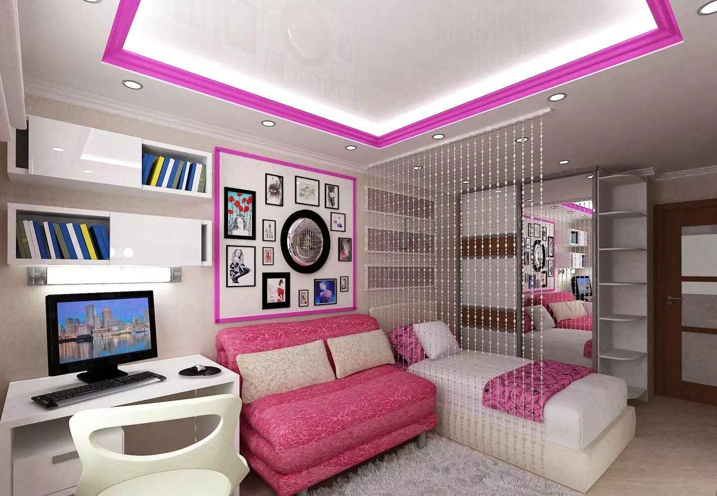 Подростковые комнаты для девочек дизайн интерьера Nebka.ru Home interior design, Pink bedrooms, Futuristic room