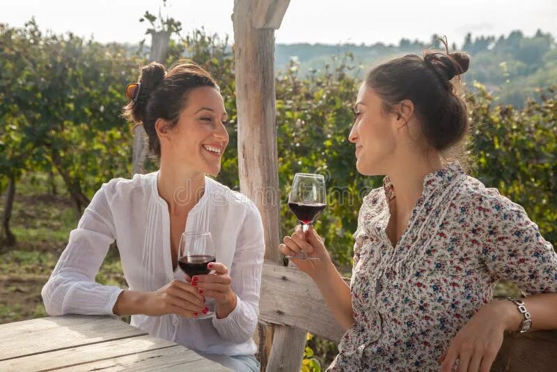 Подруги вино фото Two Young Women Drinking Wine Stock Image - Image of stem, countryside: 46906341