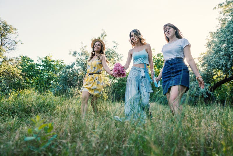 Подружки лесная ул 1 2 фото Three of Girls Friends Outdoor in the Park or Forest Stock Image - Image of girl