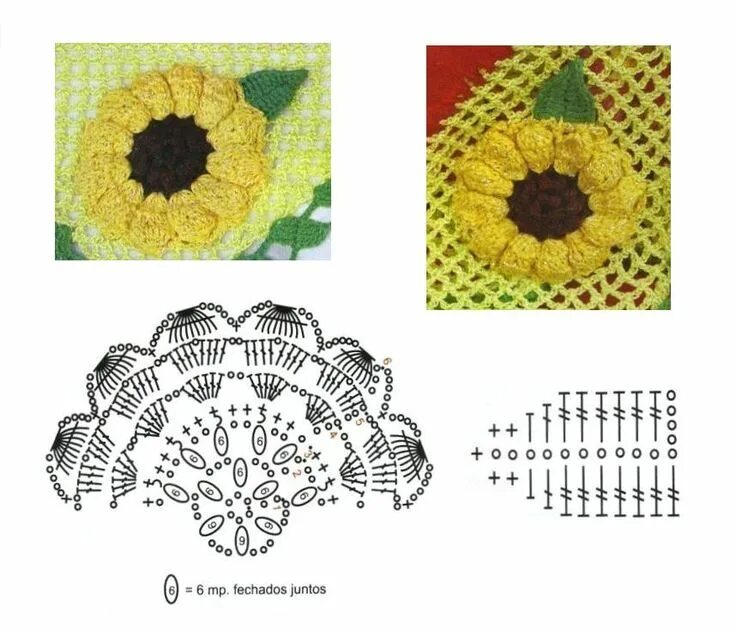 Подсолнух крючком схема Girasol de ganchillo, Flores tejidas a crochet, Manualidades