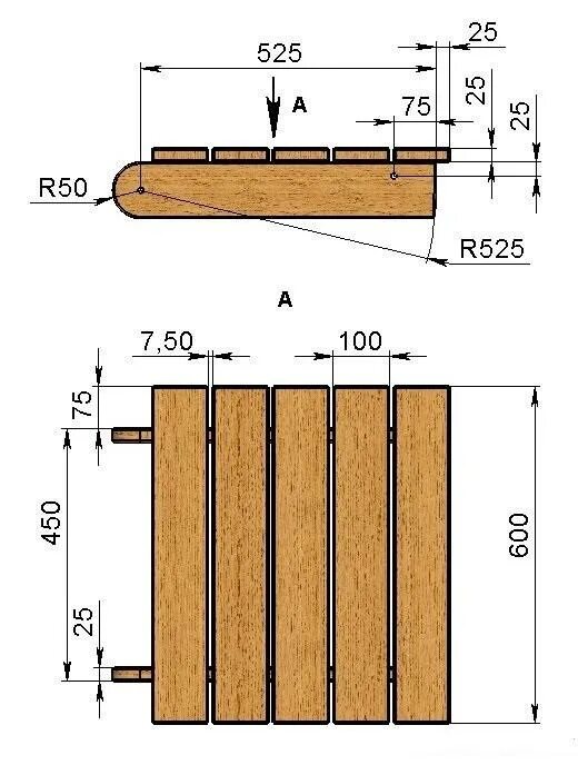 Подспинник для бани своими руками чертежи Чертеж подголовника - Banya-Expert.com - портал о технологиях строительства бани
