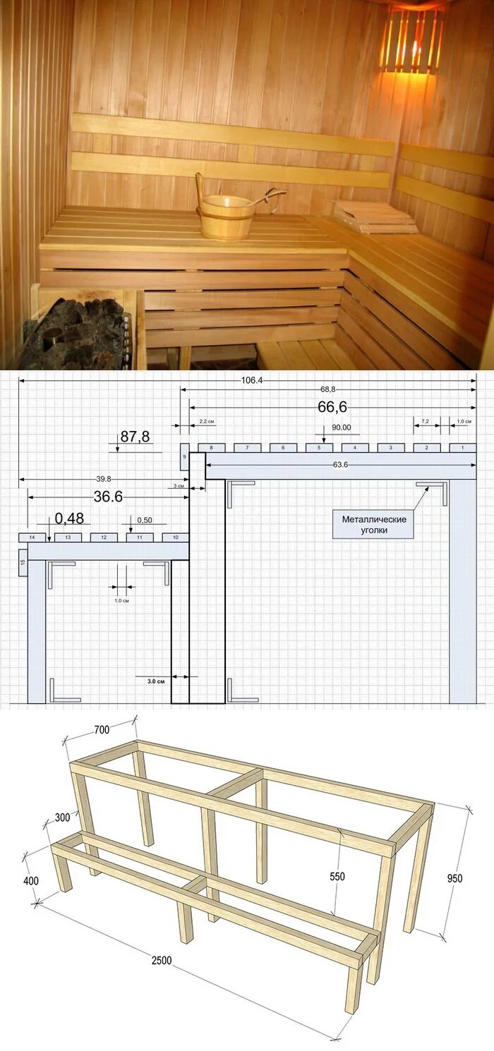 Подспинник для бани своими руками чертежи Полки в бане своими руками дачи,бани Постила
