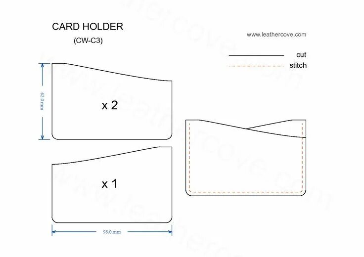 Подстаканник из кожи выкройки Slim Card Holder Pattern - Pdf - Leathercove pertaining to Card Stand Template i