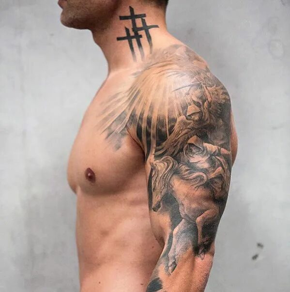 Подставить тату на фото Top 39 Best Neck Tattoo Ideas - 2021 Inspiration Guide Mens shoulder tattoo, Tat