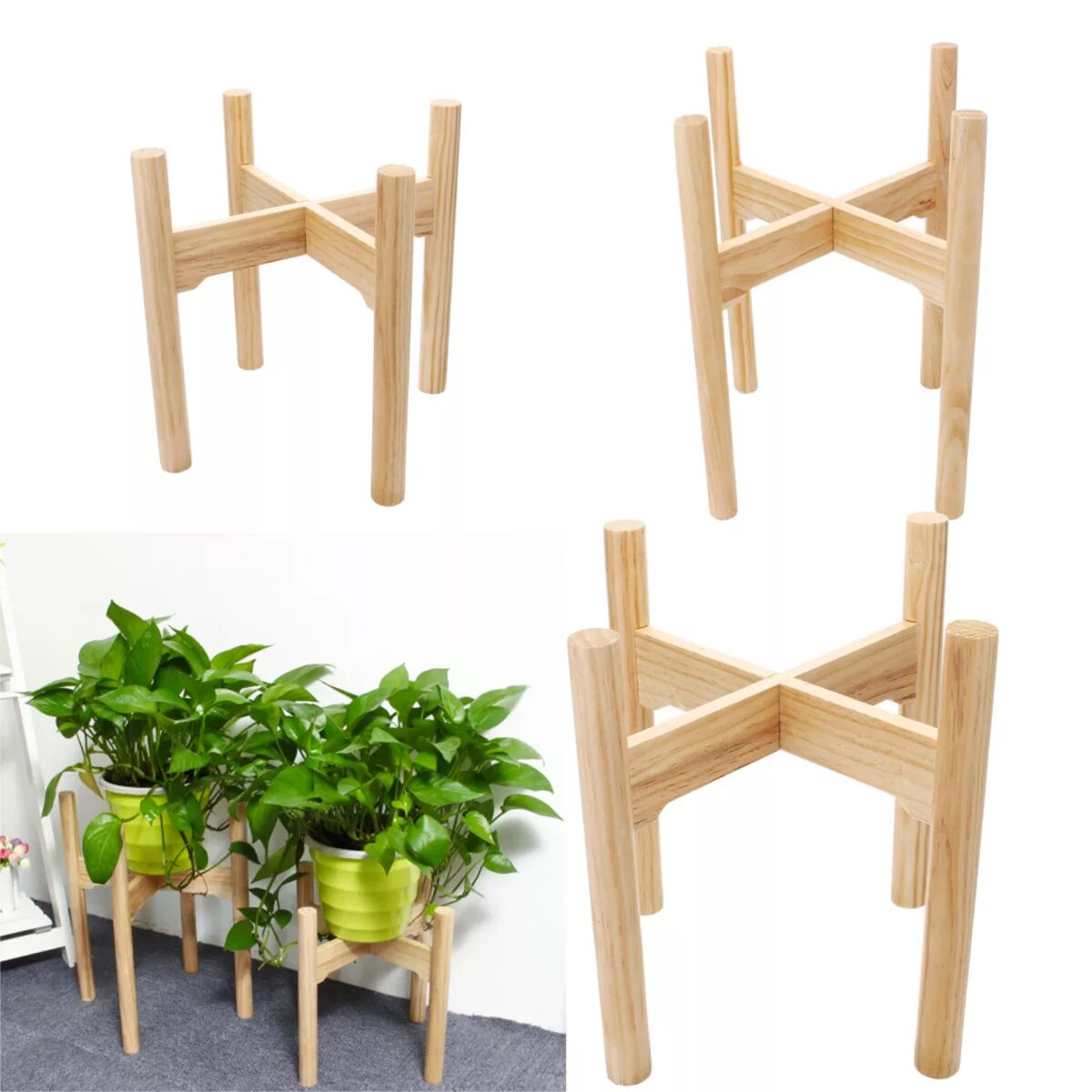 Подставка для цветов фото Furniture New Plant Shelves Flower Garden Wooden Plant Stand Flower Pot Garden R