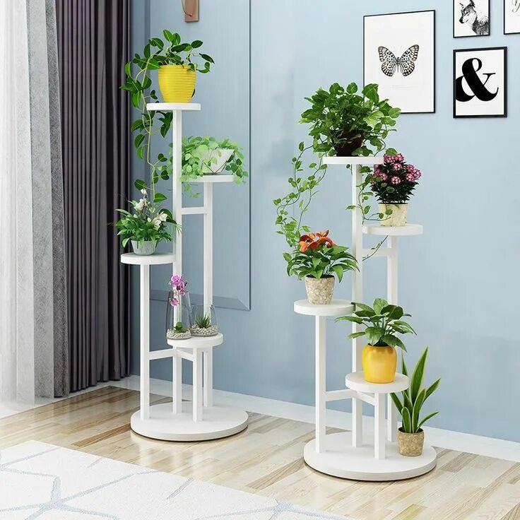 Подставка для цветов напольная в интерьере Online Shop 2pcs Flower Storage Rack Holder Garden Rack Stand Plant Shelves Beau