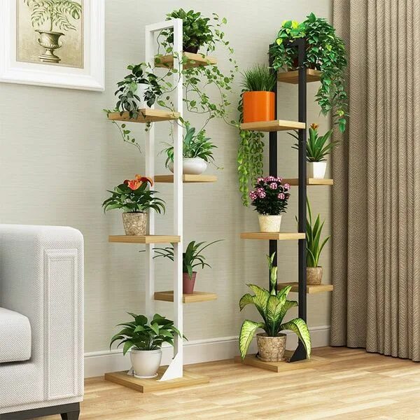 Подставка для цветов напольная в интерьере Bamboo 6 Tier Plant Stand Rack Multiple Flower Pot Holder Shelf Indoor Outdoor P