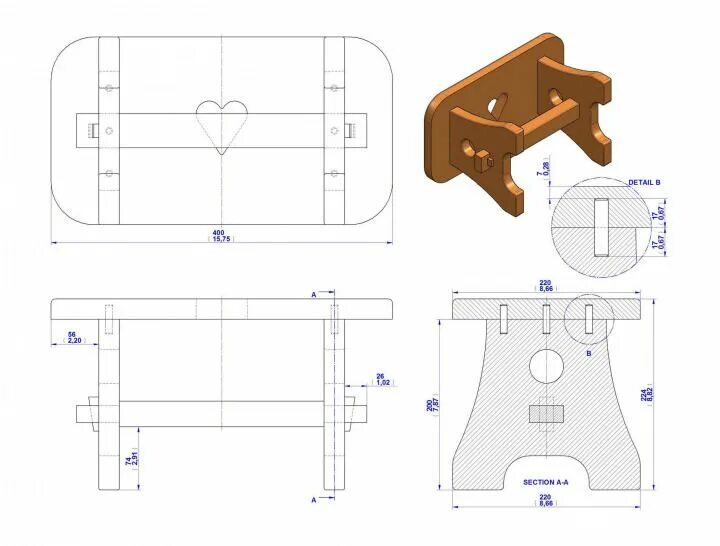 Подставка из фанеры своими руками чертежи Practical stool - Assembly drawing Small woodworking plans, Woodworking bench pl