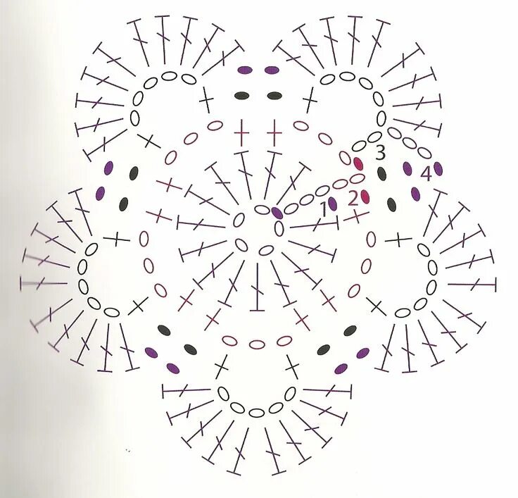 Подставки связать крючком схемы Flowers Grille de crochet, Fleur crochet, Modèles de carrés en crochet