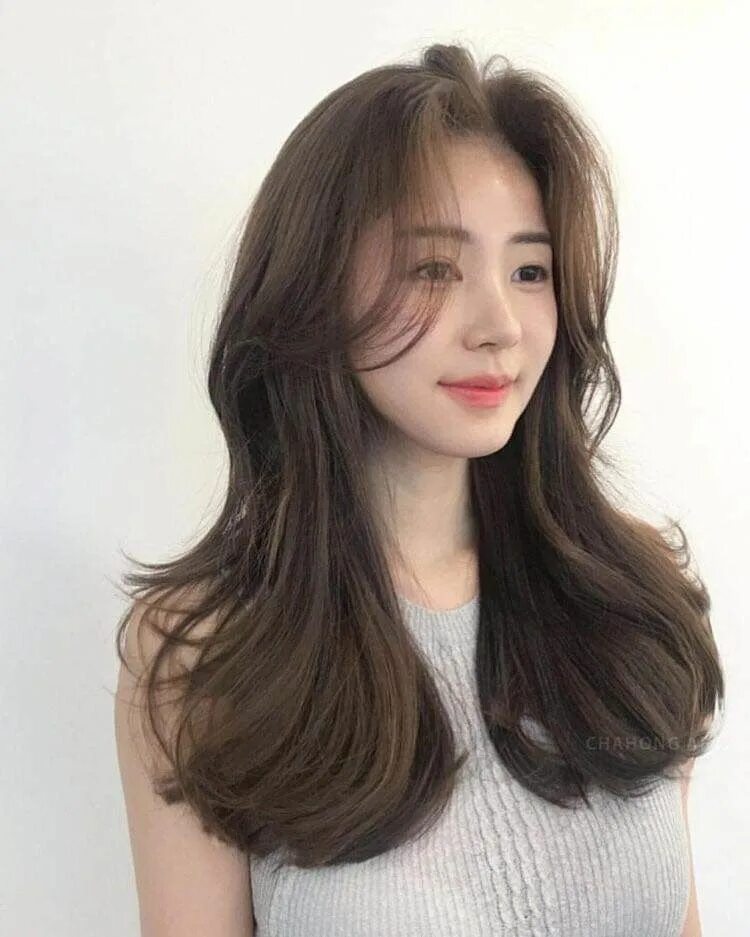 Подстричь прическу на длинные волосы корейские Korea hair 긴 머리 헤어스타일, 앞머리 있는 머리, 긴 머리 레이어