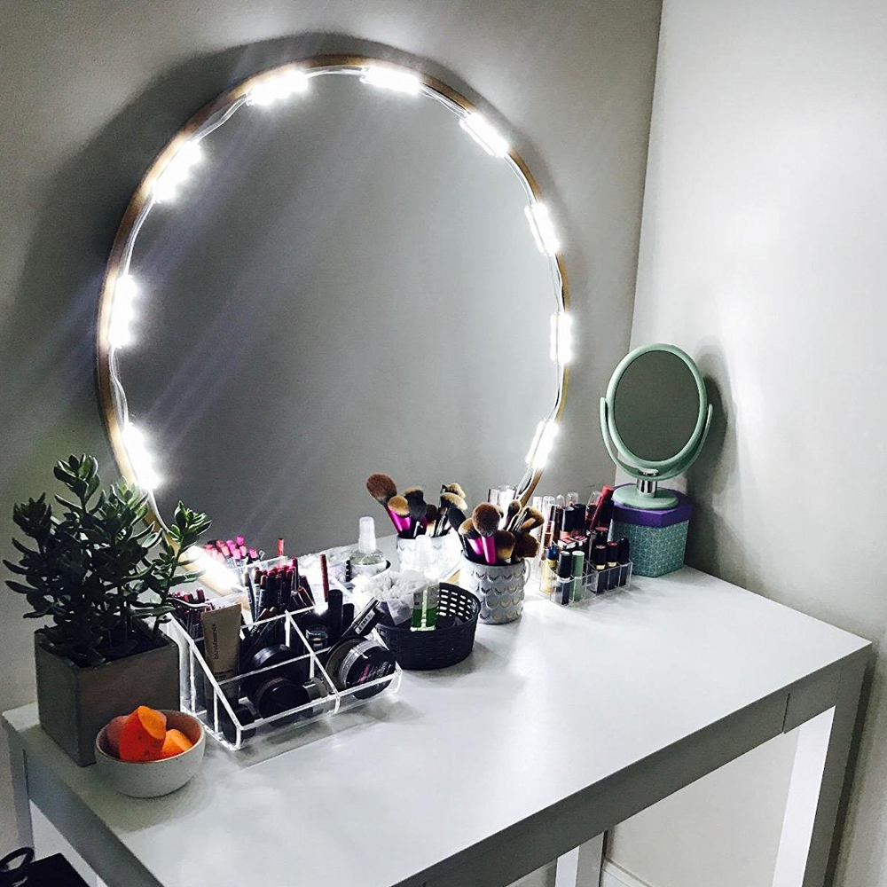 Подсветка для зеркала для макияжа фото Lighted Mirror LED Light for Cosmetic Makeup Vanity Mirror Kit - Walmart.com Diy