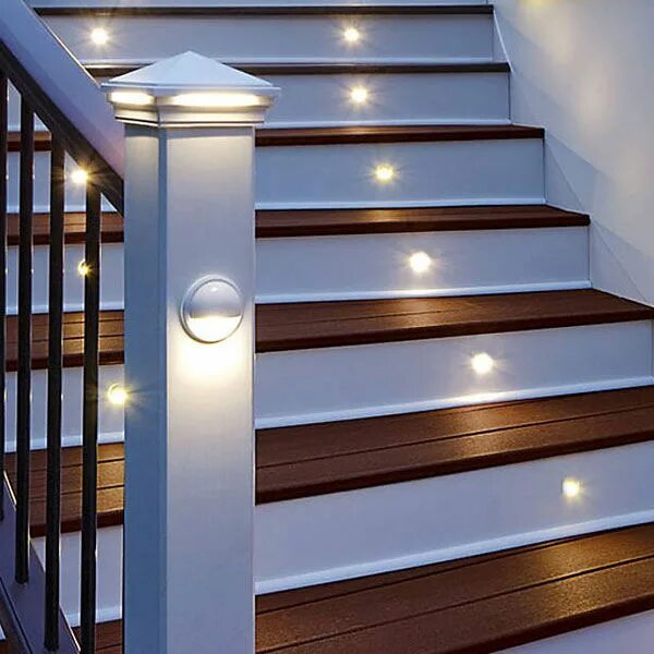 Подсветка лестницы на ступенях фото led in railing - Google Search Trex deck lighting, Deck lighting, Staircase desi