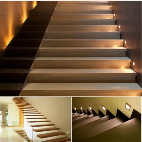 Подсветка лестницы на ступенях фото LED Recessed Downlight /Spot Light Stage Stair lighting wall decking deck lights