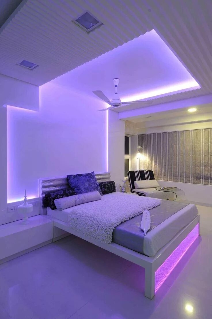 Подсветка потолка в комнате фото Светодиодная спальня Eclectic bedroom, Futuristic bedroom, Dream rooms