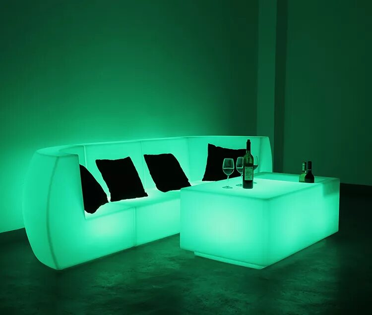 Подсветке дивана фото Color Changing Illuminated Modern Outdoor Plastic RGB Glow LED Light Sofa for Co