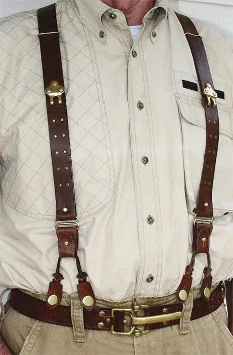 Подтяжки портупея мужские выкройка Leather Button Suspenders Adjustable No. 1 USA Made Col Littleton Leather suspen