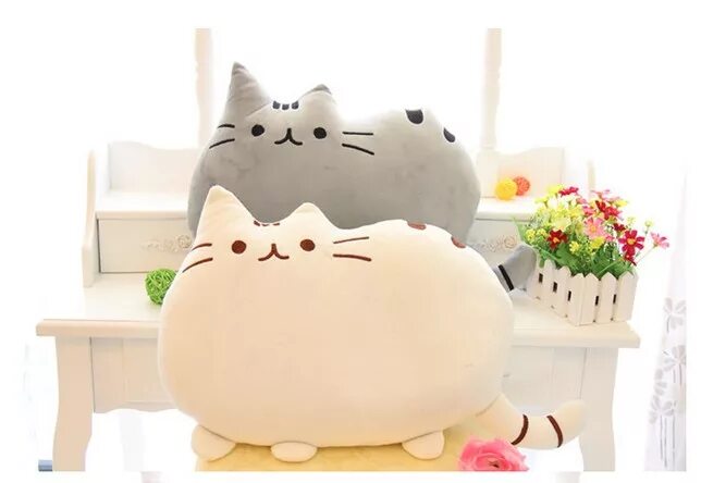 Подушечки кошки фото Aeruiy 40x30cm cute soft big tail plush fat cat toy,stuffed biscuit kitty pillow