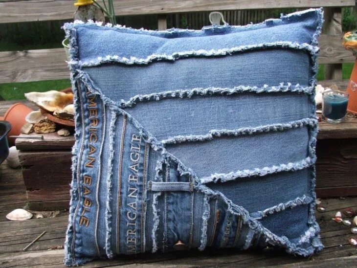 Подушка из джинсов своими руками выкройки Джинсовые подушки (подборка) Denim pillow, Pillow cases diy, Diy pillows