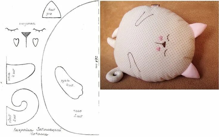Подушка котик своими руками выкройка Тигры и коты из ткани: символ года 2022 своими руками! Schnittmuster für stoffti
