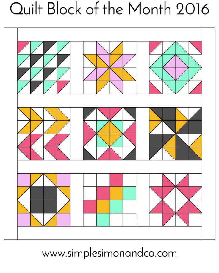 Подушка пэчворк своими руками схемы 2016 Quilt Block of the Month Quilt-Along! - Simple Simon and Company Pinwheel q