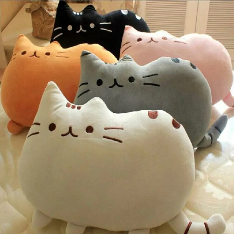 Подушка по фото кота 40x30 см Kawaii Biscuit Cat плюшевые игрушки куклы милый счастливый кот плюшевая