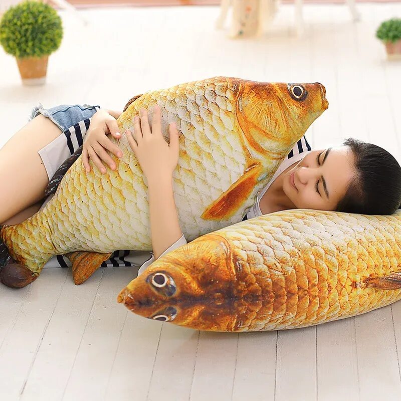 Подушка рыба фото 1pc 75cm Stuffed Pillow Cartoon 3D Simulation Plush toy Carp dolls Kawaii Fish P